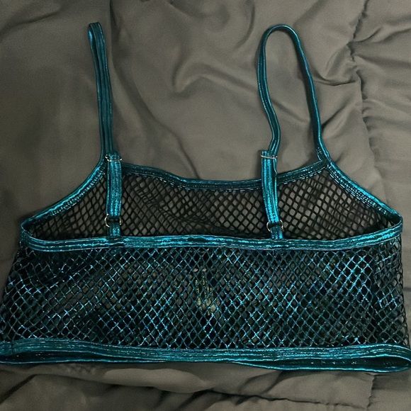Club Exx Dark Teal Sonic Worship Fishnet Bra Top size S - Picture 6 of 6